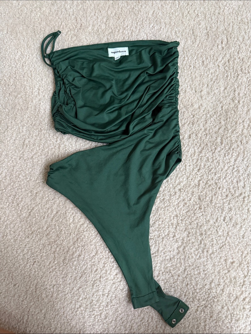superdown Forest Green One-Shoulder Bodysuit
